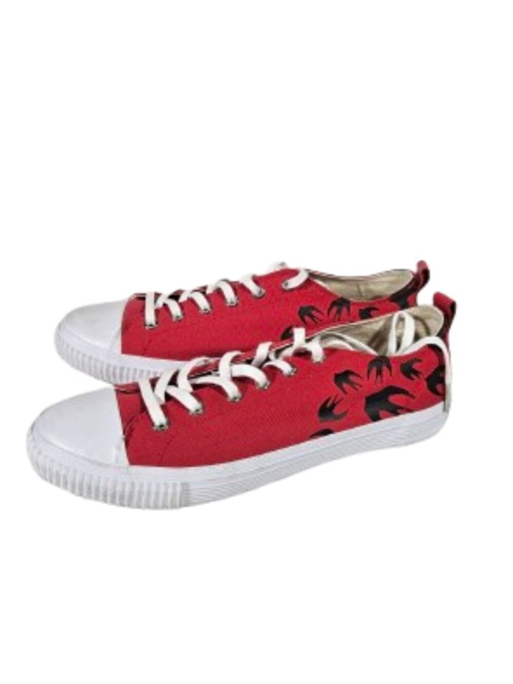 McQ Alexander McQueen Red Black Canvas Sneakers Swallow Vulc Low Sz EU 45 or 11